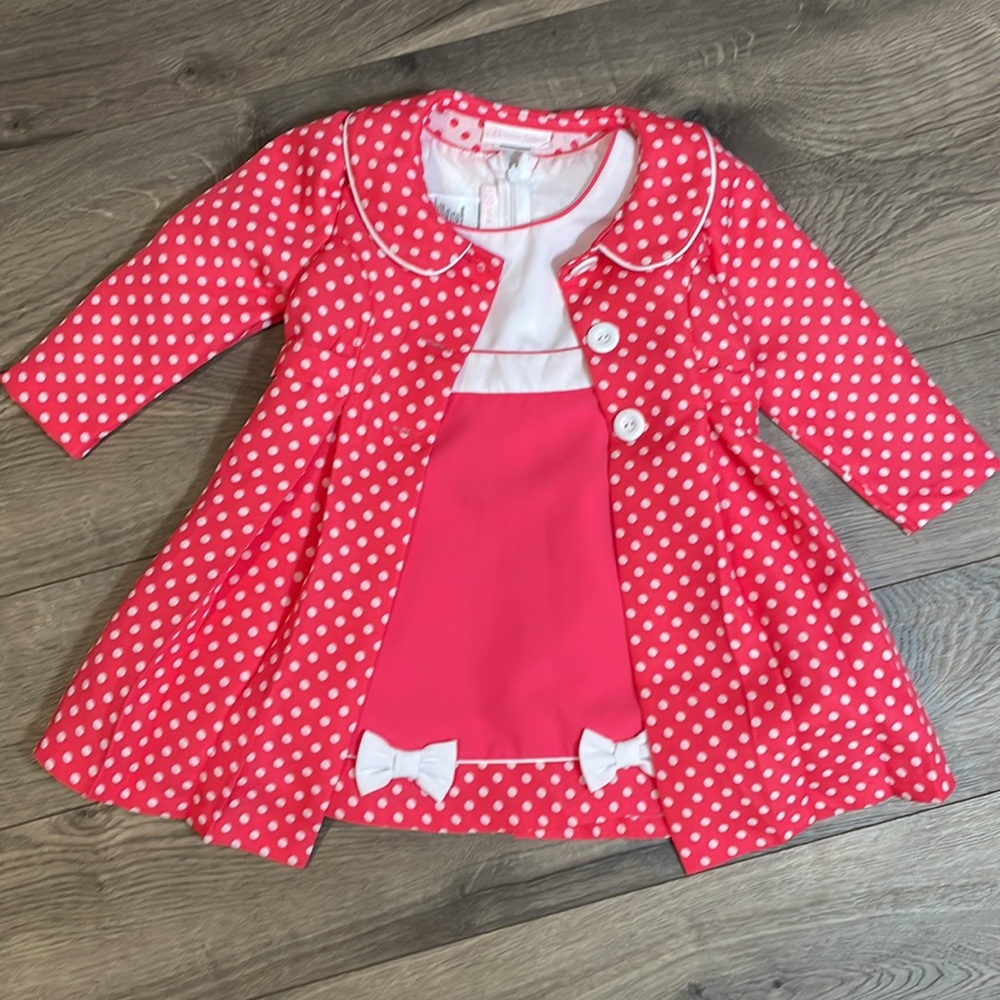 Bonnie Baby Pink Polka Dot Easter Dress and Coat - 24 months